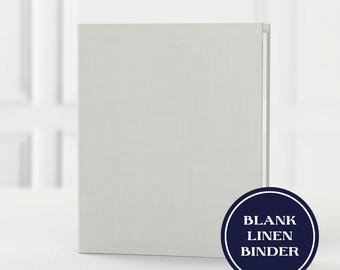 Carpeta de lino en blanco / Artículos de segunda mano / Carpeta personalizada para manualidades / Carpeta de recetas, planificador de bodas, álbum de fotos / Carpeta de lino neutro de 3 anillas / Arena