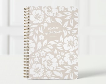 Planificador para la madre de la novia, organizador de bodas y lista de verificación, regalo para mamá, libro de planificación de 6x9, floral beige