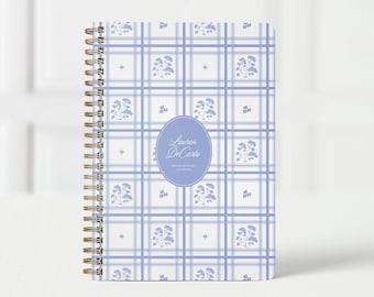 Needlepoint Journal, Custom Project Book for Stitchers, Personalized Needlepoint Notebook & Retreat Planner, Blue Plaid