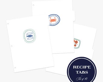 Pestañas para carpeta de recetas, juego de 10 separadores con etiquetas, pestañas de índice, organizador de cocina, accesorios para carpeta, estilo italiano veraniego, Dolce Vita