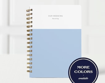 Wedding Planner Book, Custom Engagement Gift for Bride, Personalized Wedding Organizer & Checklist, 18 Month Calendar, Modern Colorblock
