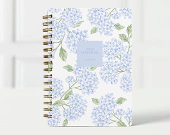 Wedding Planner Book, Custom Engagement Gift for Bride, Personalized Wedding Organizer and Checklist, 18 Month Calendar, Sweet Hydrangea