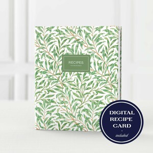 Custom Recipe Binder, Personalized 3-Ring Binder w/ Digital Recipe Cards for Kitchen Storage & Organization, Keepsake Cookbook, Willow Bough