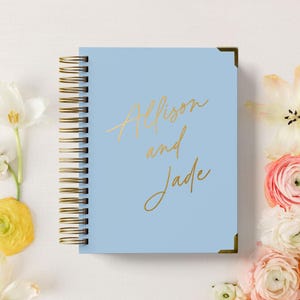 LGBT Personalized Wedding Planner Book, Custom Engagement Gift for Gay Couple, Gender Neutral Wedding Organizer & Checklist, Modern Script