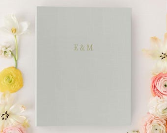 Custom Linen Wedding Planning Binder, Personalized Engagement Gift for Bride, Wedding Organizer & Checklist with Planning Stickers, Monogram