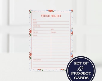 Tarjetas para proyectos de tapicería, juego de seguimiento de puntadas Heirloom Heart, juego de 12 tarjetas de organización para proyectos de tapicería en curso.