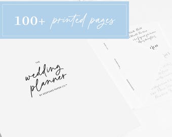 Wedding Binder Planning Kit, 160+ Pages, Printed Wedding Planner, Binder Tabs, Business Card Holder, Plastic Pocket, Gold Foil Stickers