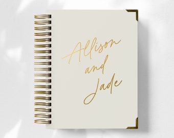 LGBT Custom Personalized Wedding Planner Book, Engagement Gift for Gay Couple, Gender Neutral, Wedding Organizer & Checklist, Modern Script