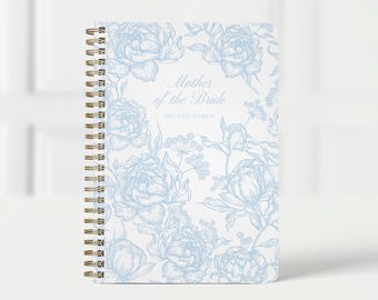 Agenda para la madre de la novia, organizador de bodas y lista de verificación, regalo para mamá, agenda de 6x9 pulgadas, estampado floral de peonías.
