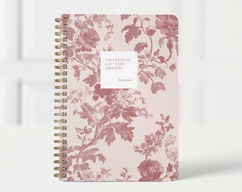 Planificador para la madre de la novia, organizador de bodas y lista de verificación, regalo para mamá, libro de planificación de 6x9, diseño floral en toile ruborizado