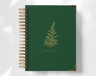 Custom Personalized LGBT Wedding Planner Book, Engagement Gift for Gay Couple, Gender Neutral Wedding Organizer & Checklist, Botanical Fern