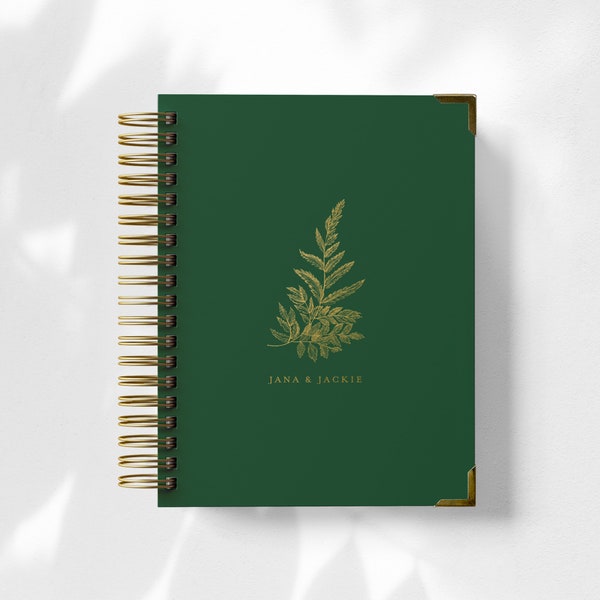 LGBT Custom Personalized Wedding Planner Book, Engagement Gift for Gay Couple, Gender Neutral, Wedding Organizer & Checklist, Botanical Fern