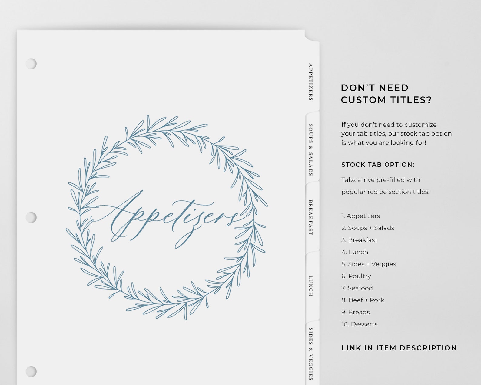 Custom Binder Divider Tabs Custom Tabs Recipe Binder Tabs Etsy