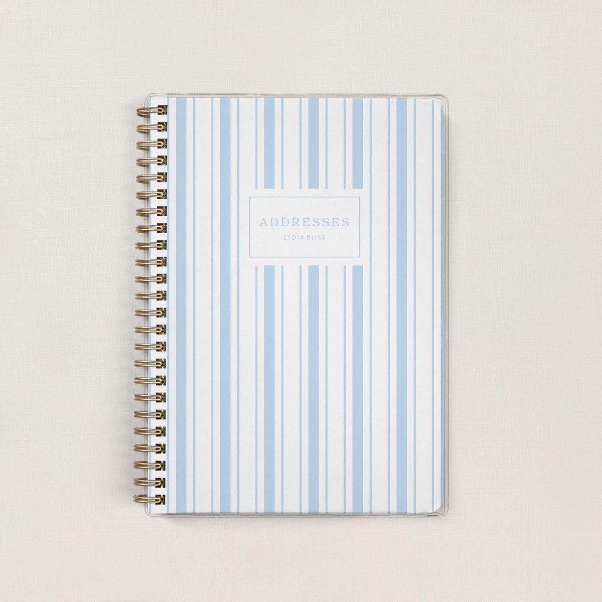 Personalized Address Book, Custom Organizer With 10 Tabbed Sections, 360 Entries, Important Dates and Emergency Contact, Blue & White Stripe