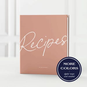 Recipe Binder w/ Digital Recipe Cards, Custom 3-Ring Binder for Storage & Organization, Personalized Keepsake Cookbook, Calligraphy Script
