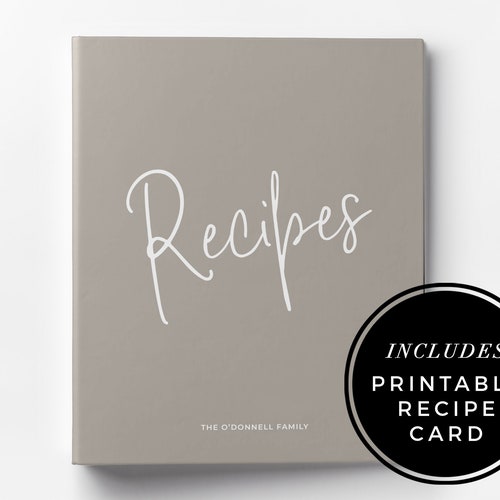 Recipe Binder & Printable Recipe Card Custom 3ring Binder Etsy