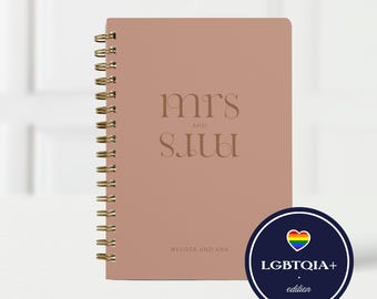 Libro planificador de bodas LGBT, regalo de compromiso personalizado para parejas gay, lista de verificación organizadora de bodas personalizada de género neutro, futuros esposos.
