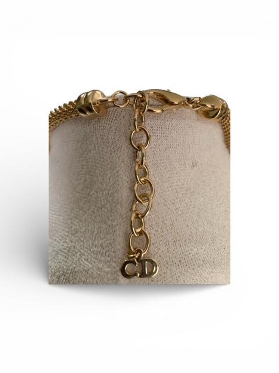 Christian Dior Vintage Gold Plated Necklace With Crystal Accents