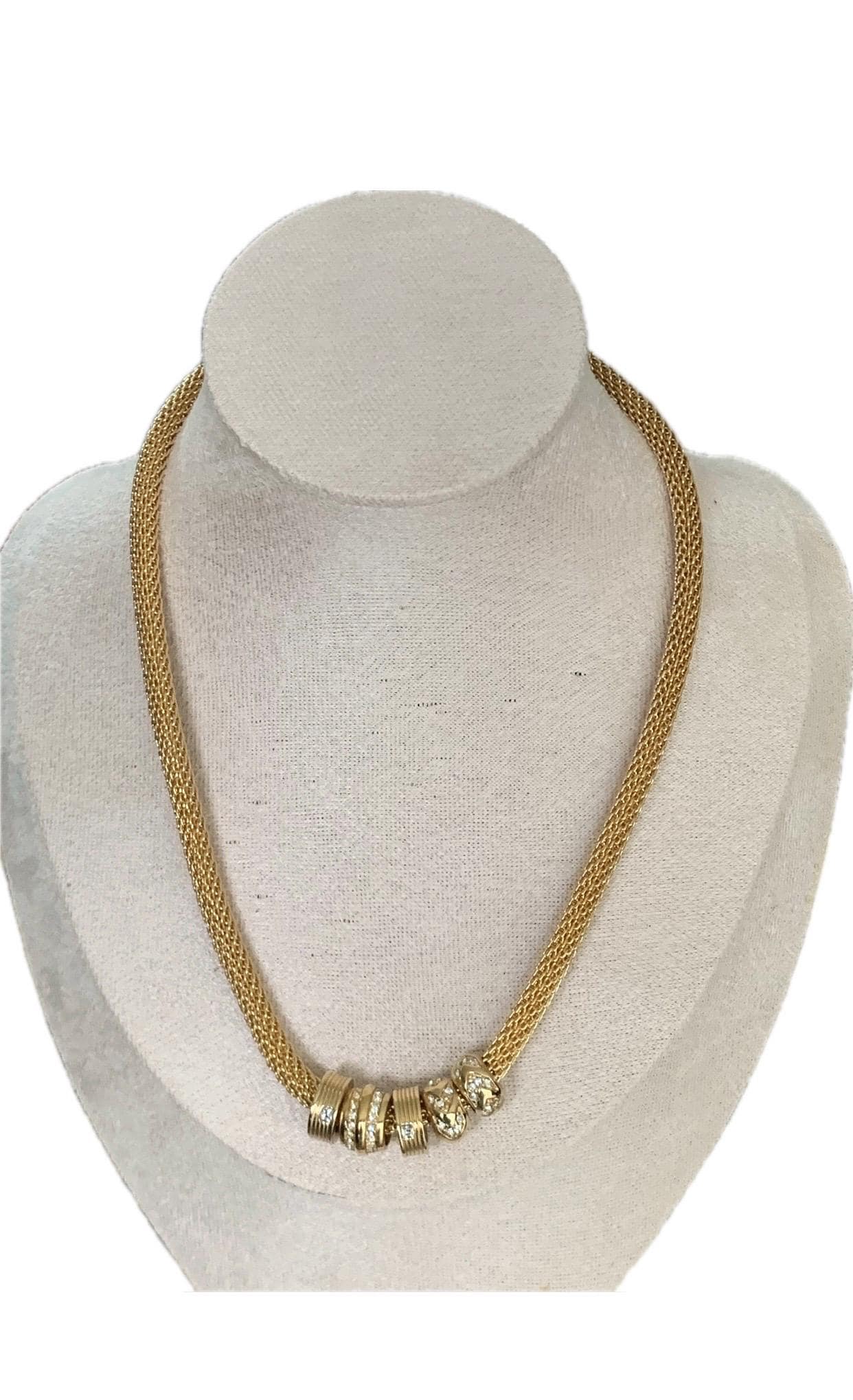 アクセサリー Vintage Christian Dior Gold Necklace Christian Dior Vintage Gold Plated Necklace With Crystal Accents