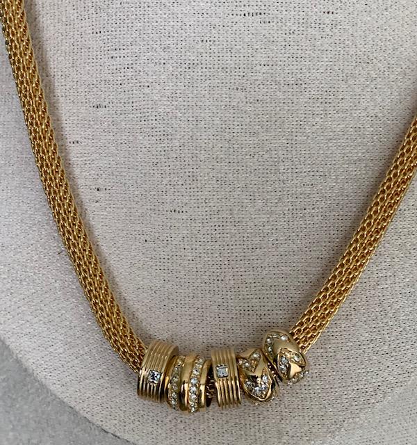 Christian Dior Vintage Gold Plated Necklace With Crystal Accents