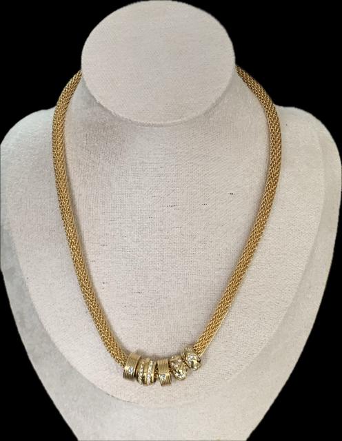 アクセサリー Vintage Christian Dior Gold Necklace Christian Dior Vintage Gold Plated Necklace With Crystal Accents
