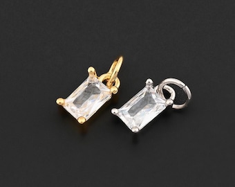 Minimal Rectangle Zircon Pendant Charm Designed for Handmade Jewelry and Modern Accessories 5x9mm