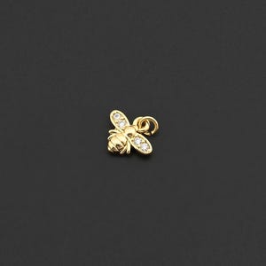 Minimal Bee Pendant 18K Gold Plated Tiny Insect Charm for Necklace Everyday Gift Accessory 9.5x8mm