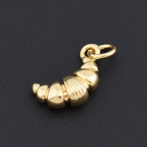 Unique Gold Croissant Charm Pendant With Glossy Finish For Whimsical Bakery-Inspired DIY Jewelry 15x8.5mm