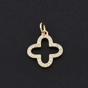 Elegant Open Cross Floral Shape Pendant in Gold and Silver with Crystals for Statement Accessories 15.3x17.5mm