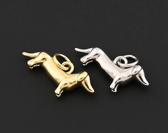 Playful Wiener Dog Pendant Charm Ideal For DIY Jewelry Projects And Pet Lover Gift Collections 18.5x8.5mm