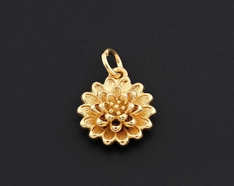 Celebrate Serenity and Beauty with This Elegant Gold 3D Lotus Pendant Ideal for Zen or Nature-Inspired Designs 12x13.5mm