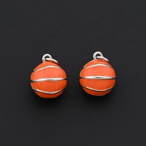 Round Enamel Basketball Charm in Sporty Style for Creative Handmade Gifts and Jewelry Supplies 10.9mm