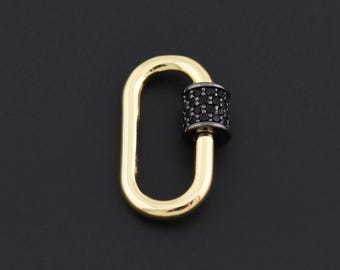 CZ Micro Pave ovale schroefsluiting in goud voor doe-het-zelfketting, armband of sieradenaccessoires 19 x 11,5 mm