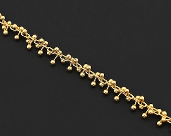 Delicate Gold Tone Dangling Bead Chain for Layered Jewelry Design DIY Craft Accessories 1.8mm