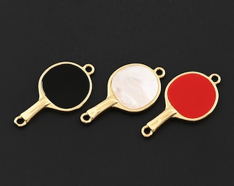 18K Gold Filled Paddle Pendant Charm for Table Tennis Lovers and DIY Jewelry Creations 16x30.5mm