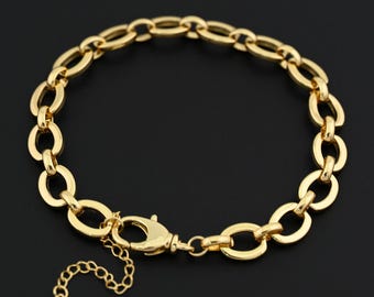 Stylish Thick Chain Bracelet in 18K Gold Filled with Interlocked Oval Links for Fashionable Layering