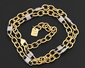 Collar de eslabones llamativos diseñado con pesadas cadenas ovaladas y detalles metálicos contemporáneos de 40 + 8,5 cm