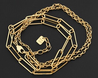 Collar de eslabones chapado en oro de 18 quilates, diseñado con cadenas de clip en capas, joyería de moda de 42 + 6 cm