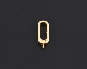 Rektangulärt karbinhakespänne i guld med ögla i botten, perfekt för gör-det-själv-hängen, berlocker och halsbandstillverkning 19 x 7 mm