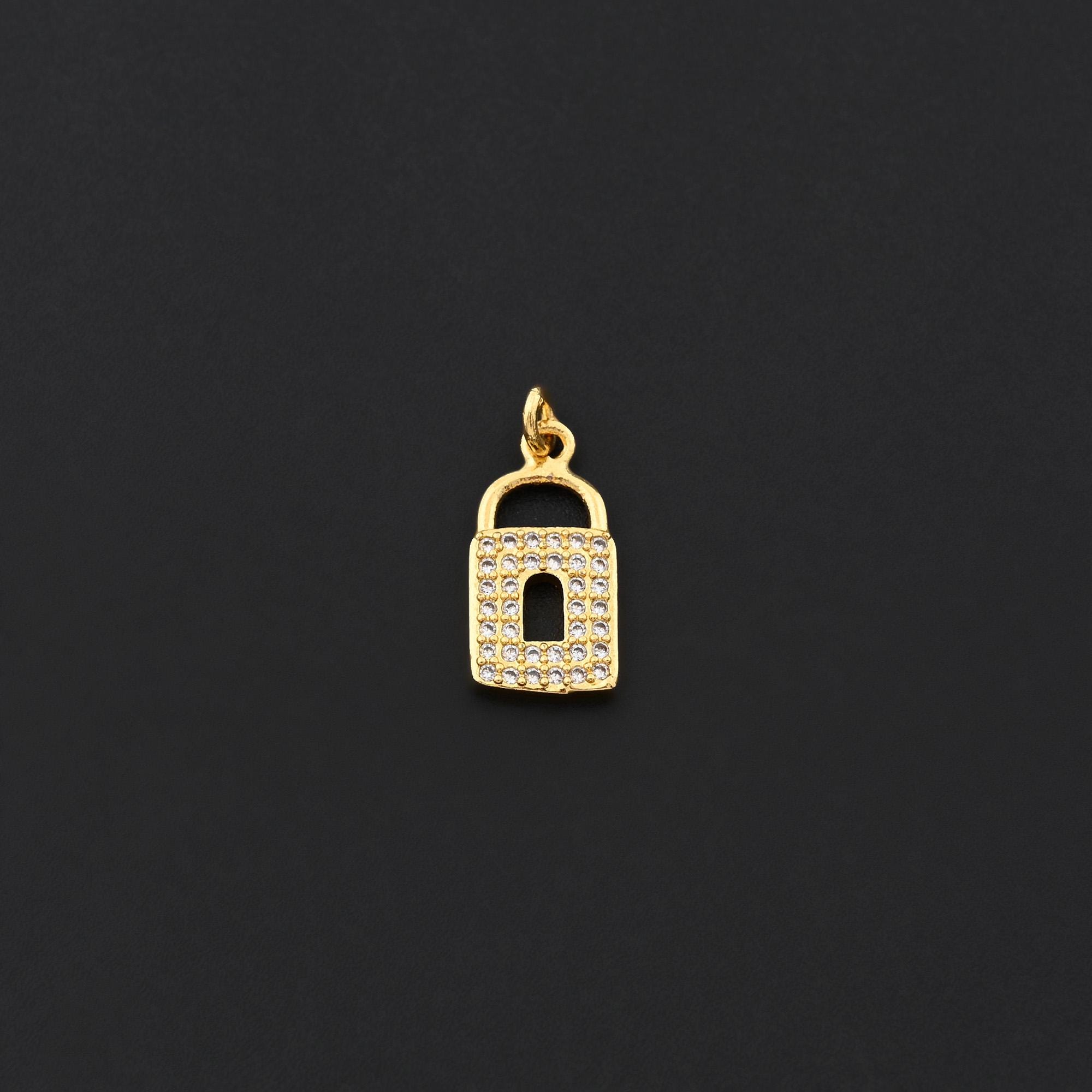 Mini Lock Charm Elegant Small Lock Charm in 18K Gold Filled Design With Shiny Crystal ...