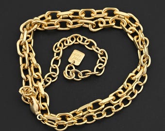 Minimale zware schakelketting met langwerpige ovale vormen en gestructureerd silhouet 45+16 cm