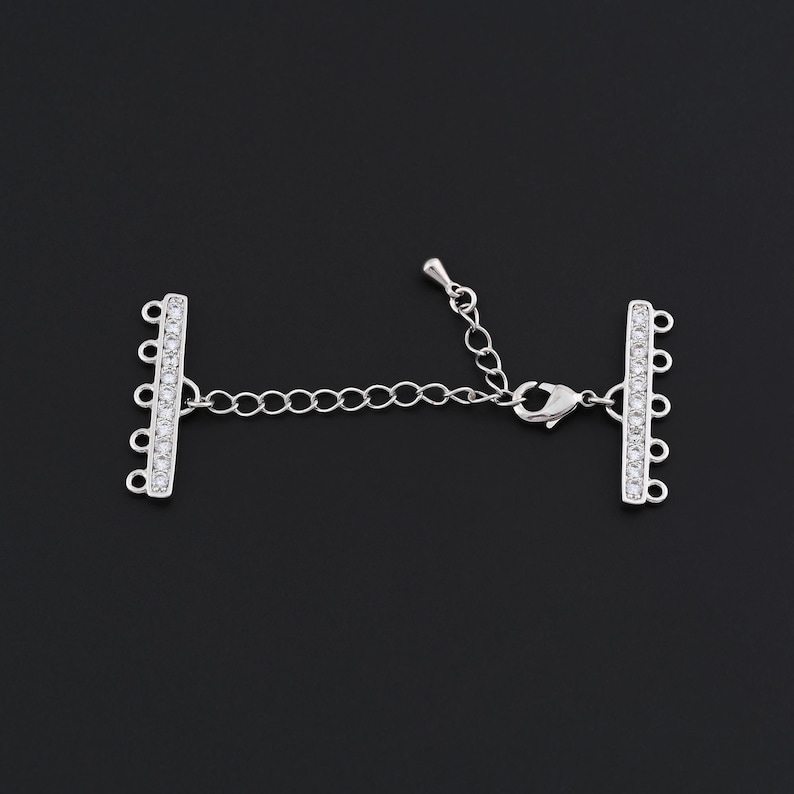 Multi Loop Clasp 18K Gold Filled Spacer Clasp With 5 Loops and Rhinestone Bars for Multi ...