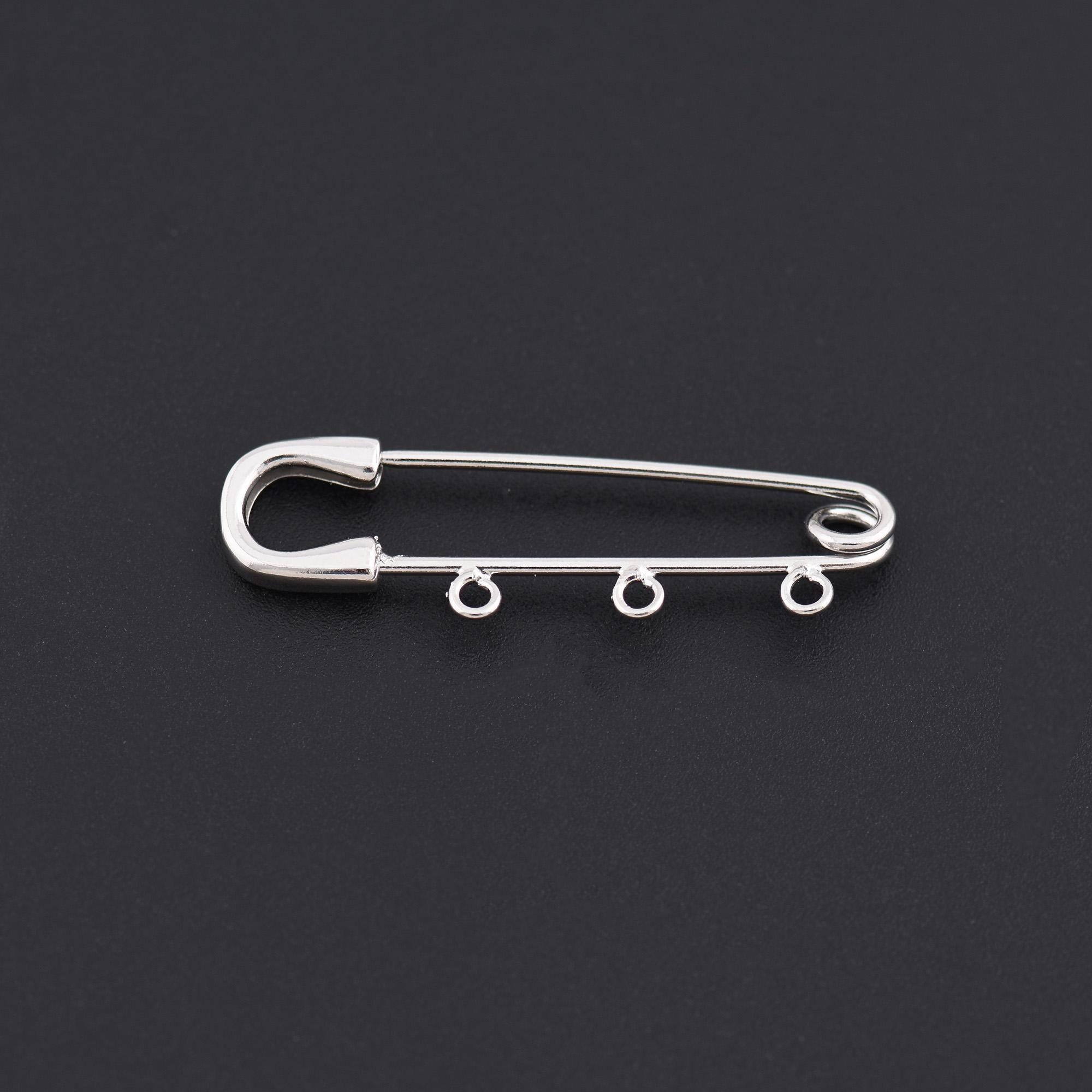 Gold Safety Pin With Three Attachment Loops for DIY Jewelry Charms ...