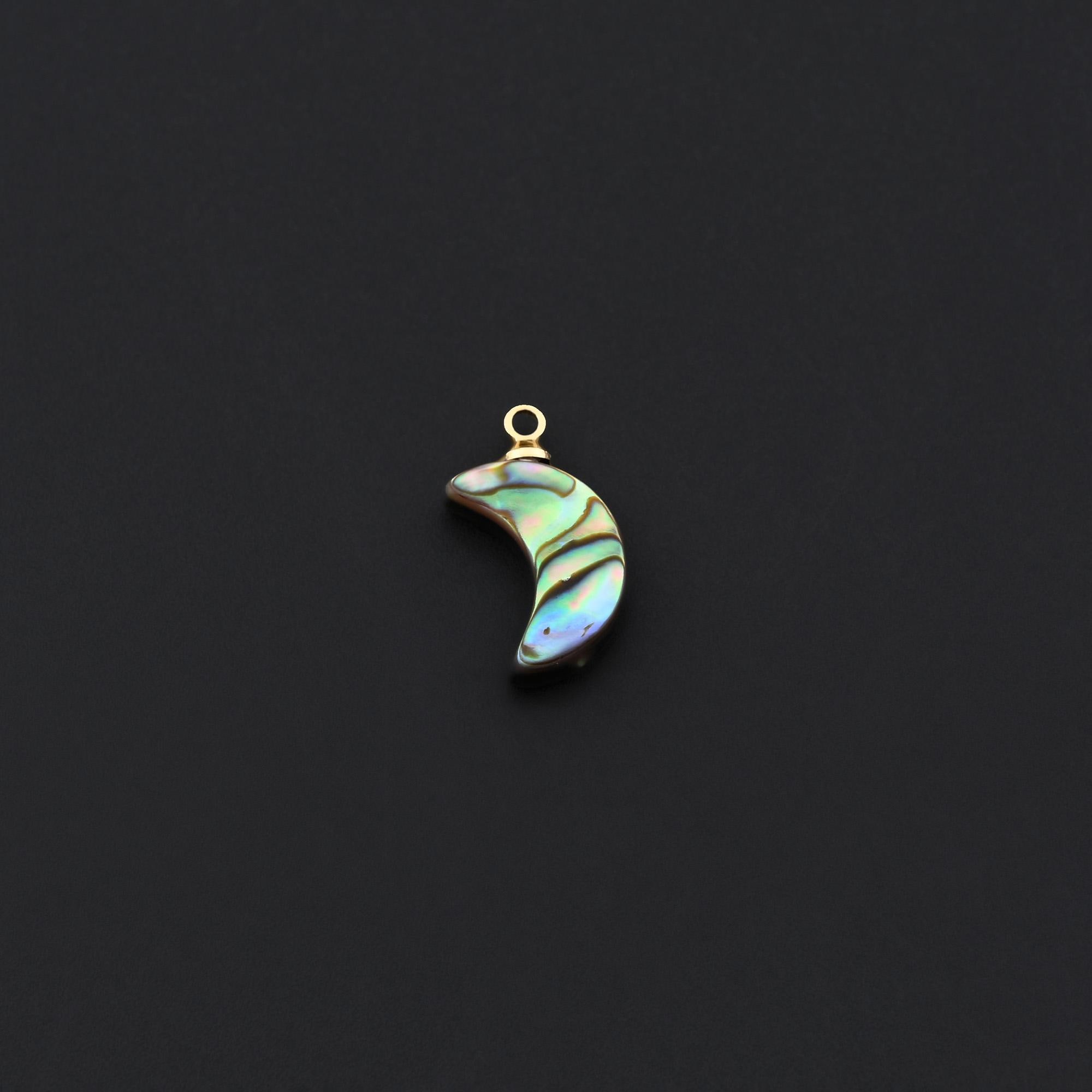 Boho Crescent Moon Shell Pendant With Colorful Pattern and Gold Bail ...