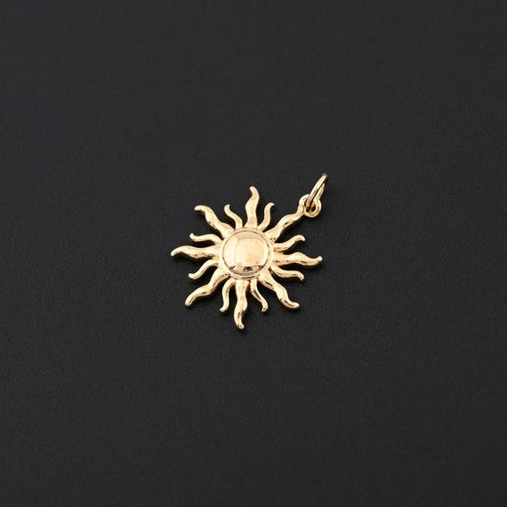 Lightweight Sun Charm in 18K Gold Filled Perfect for Layered Necklaces, Charm Bracelets and Gift Making 18x19.9mm