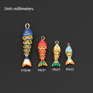 Detailed Enamel Articulated Fish Pendant in Multicolor for DIY Necklace Bracelet and Handmade Gifts image 2