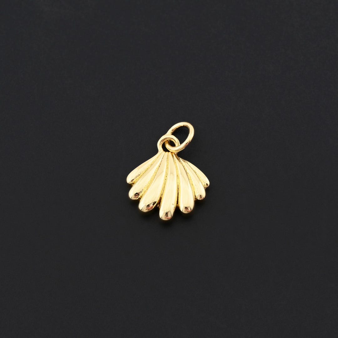 Shell Real Charms Simple 18K Gold Filled Shell Charm for Summer Jewelry, Coastal ...