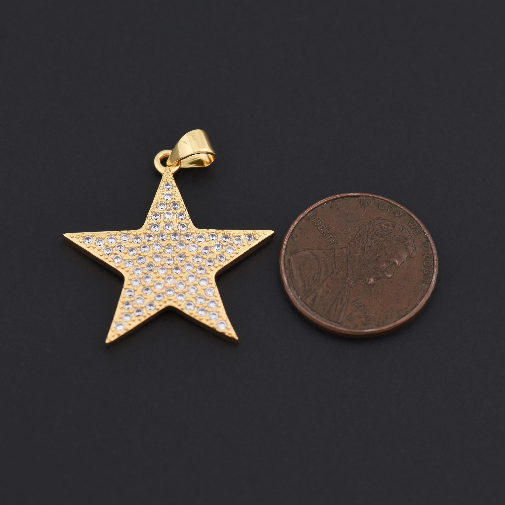 Shiny Crystal Star Pendant in 18K Gold Filled With Full CZ Inlay for ...