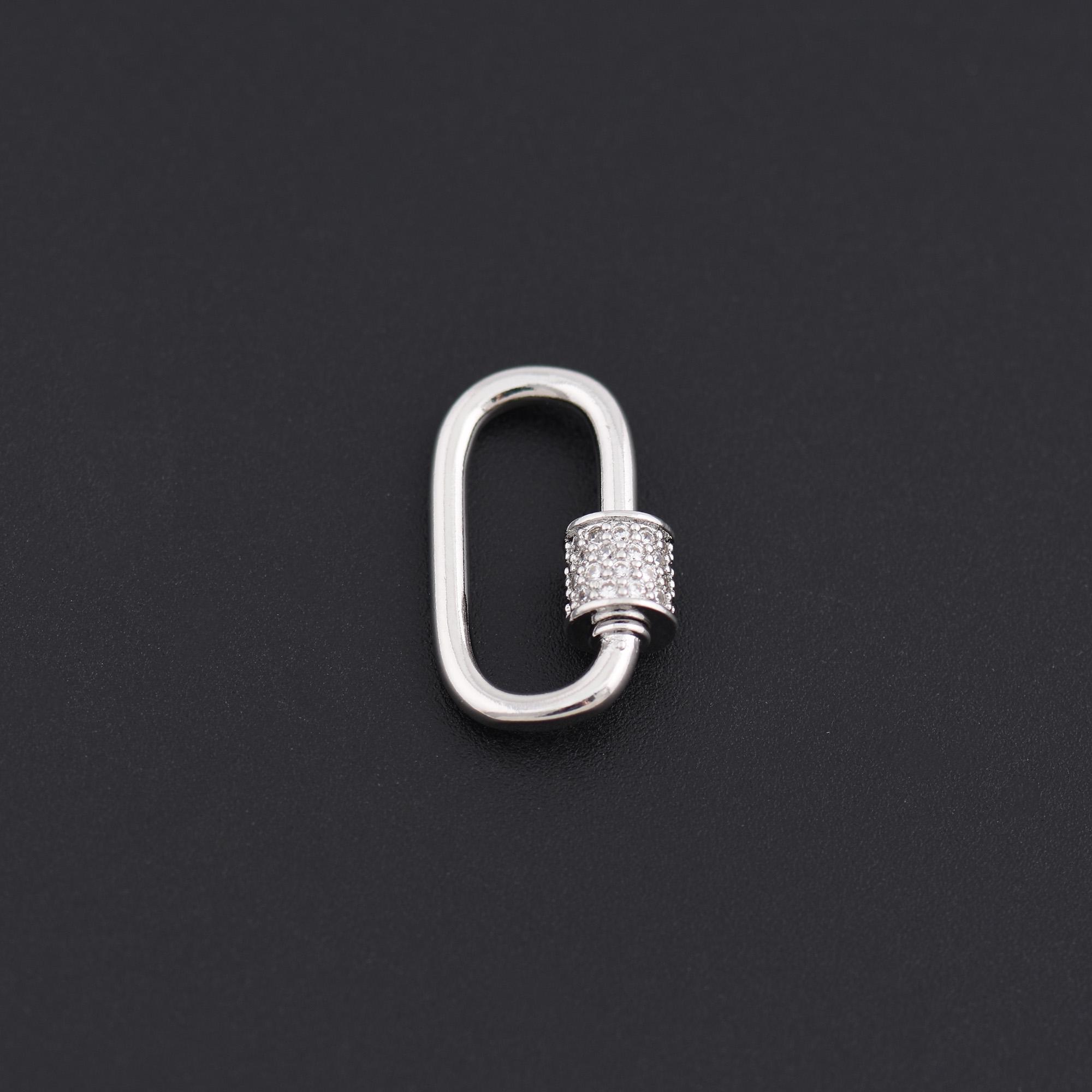 Standard Gold Oval Connector Clasp With Pave CZ Screw Lock for