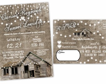 Barn Wedding Invitations Rustic Country Invitations Bridal Shower Farm Invites Personalized Printed Old Barn Qty 70